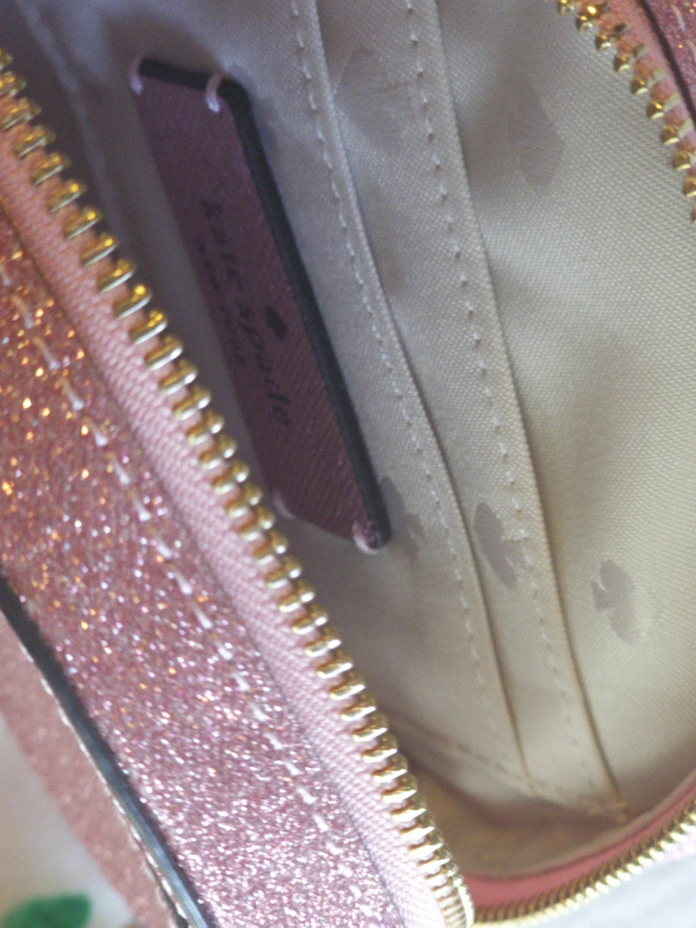 kate spade Pink Glitter Round Wristlet with Strawberry Charm